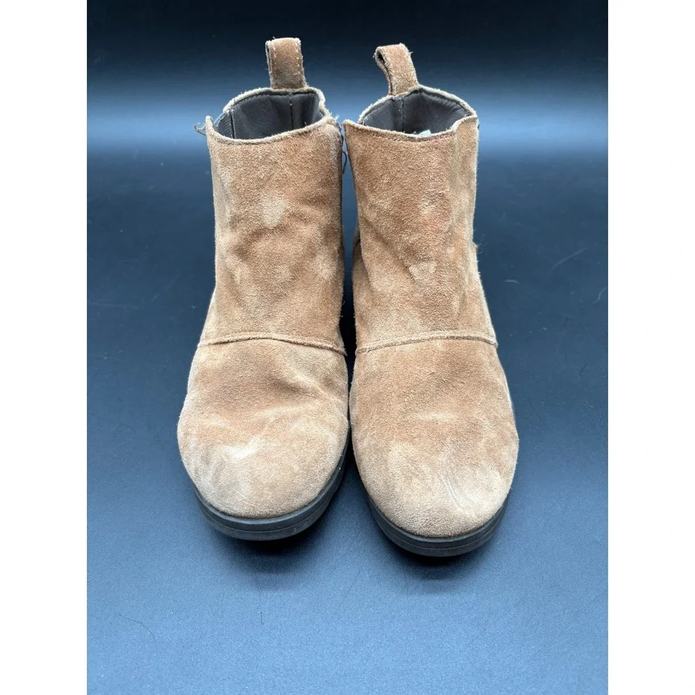 Sorel Girls Suede Waterproof Chelsea Boots Tan Brown Lug Sole Ankle Booties‎ Vtg